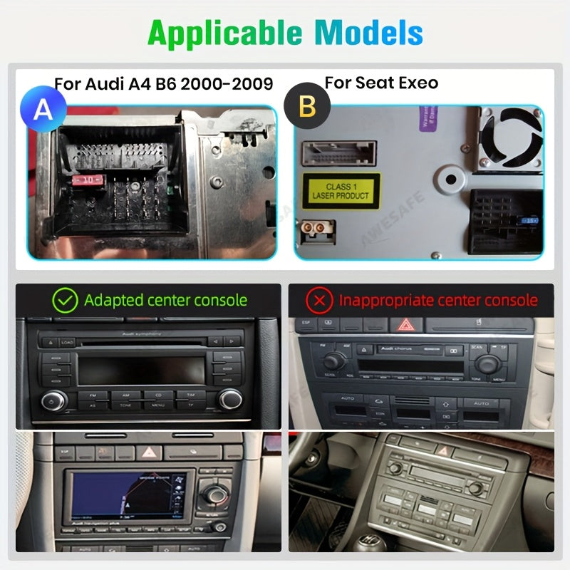 Autoradio Audi A4 B6 – Multimedia Speler – 2DIN Radio – Touchscreen Radio – Android Radio – 9 Inch IPS Scherm – Apple CarPlay & Android Auto – Plug & Play Installatie – Wi-Fi Verbinding
