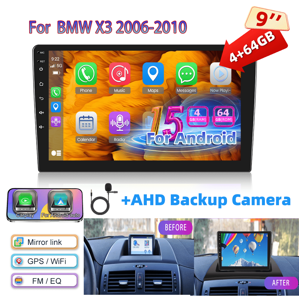 Android 15 Autoradio – Android Autoradio – Multimedia Systeem – Double Din Radio – GPS Navigatie – 9 Inch 1280P IPS Touchscreen – Draadloze CarPlay & Android Auto – Inclusief AHD Achteruitrijcamera