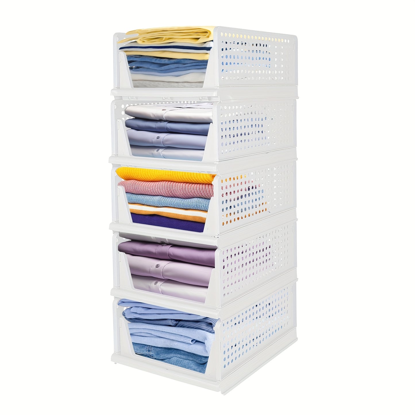 Opbergbox – Opbergmand – Opbergdoos – Opberger – Opbergtas – Stapelbaar & Opvouwbaar – Kunststof 33,5x43x18 cm – Set van 5 – Ruimtebesparend & Multifunctioneel