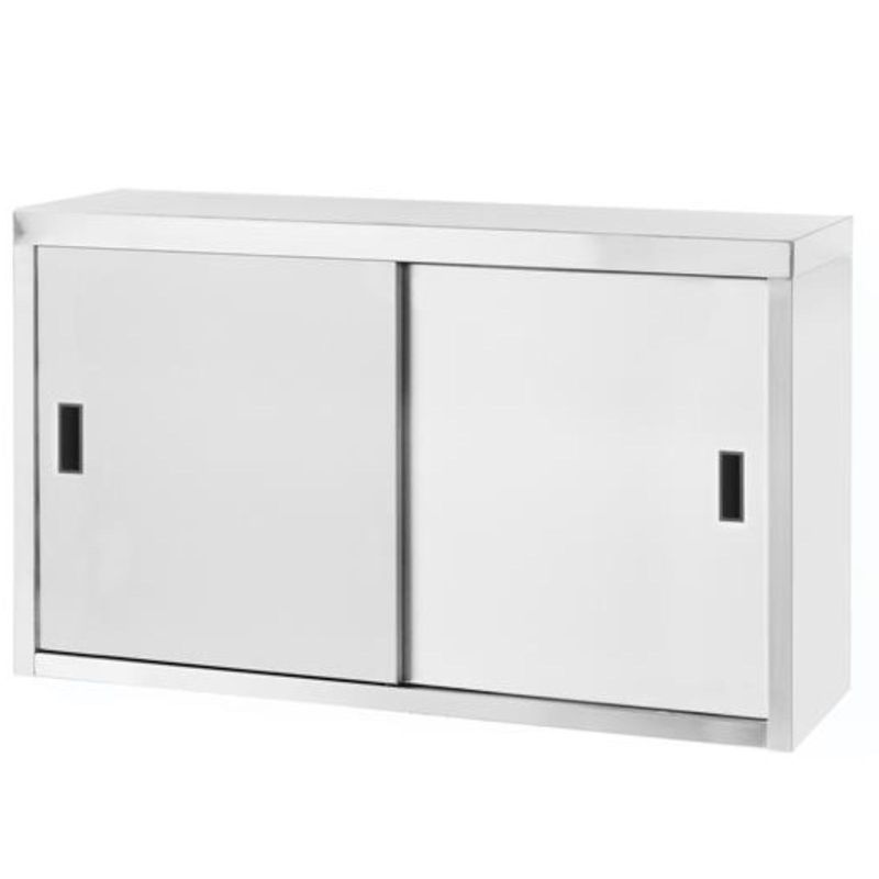 Wandkastje – Wandkast – Opbergkast – Vakkenkast – Kastje – Roestvrij Staal RVS – Schuifdeuren – 100x40x60 cm – Gelast en Sterk – 70 kg Draagkracht