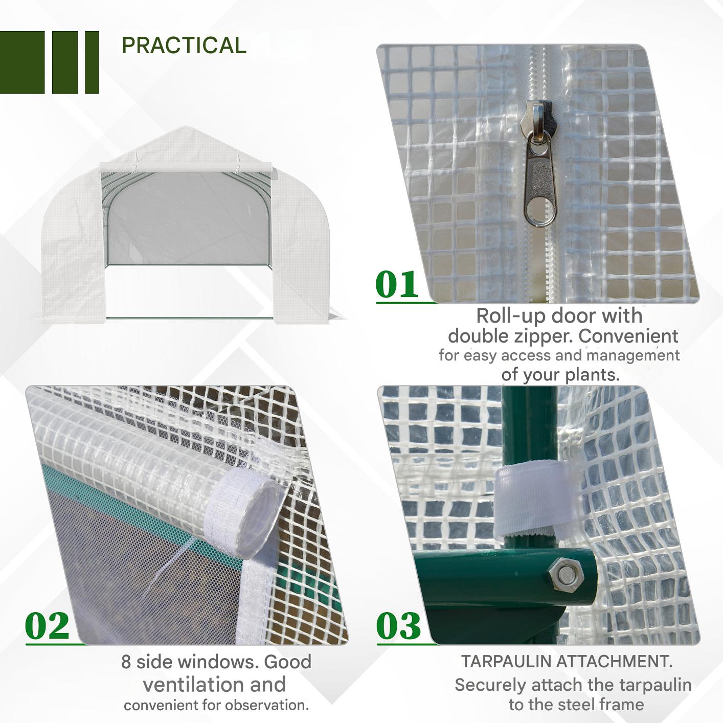 kasgebouw – tunnelkas – plantenkas – groentekas – serre – wit – 6 x 3 x 2 meter – stalen frame met PE-folie 140 g/m²