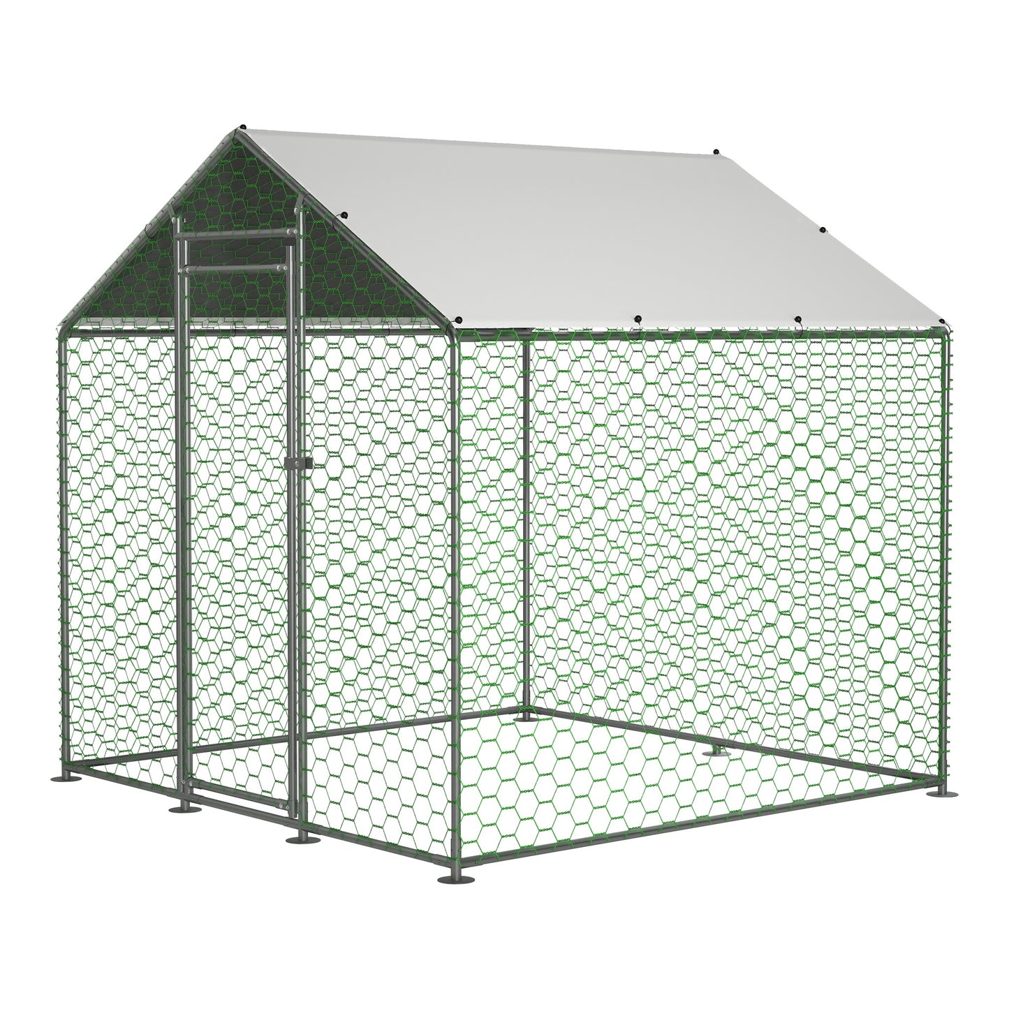 Kippenhok – Kippenren – Buitenren – Dierenren – Pluimveeverblijf – 2x2 Meter – Gegalvaniseerd Stalen Frame – Waterdichte PE Hoes