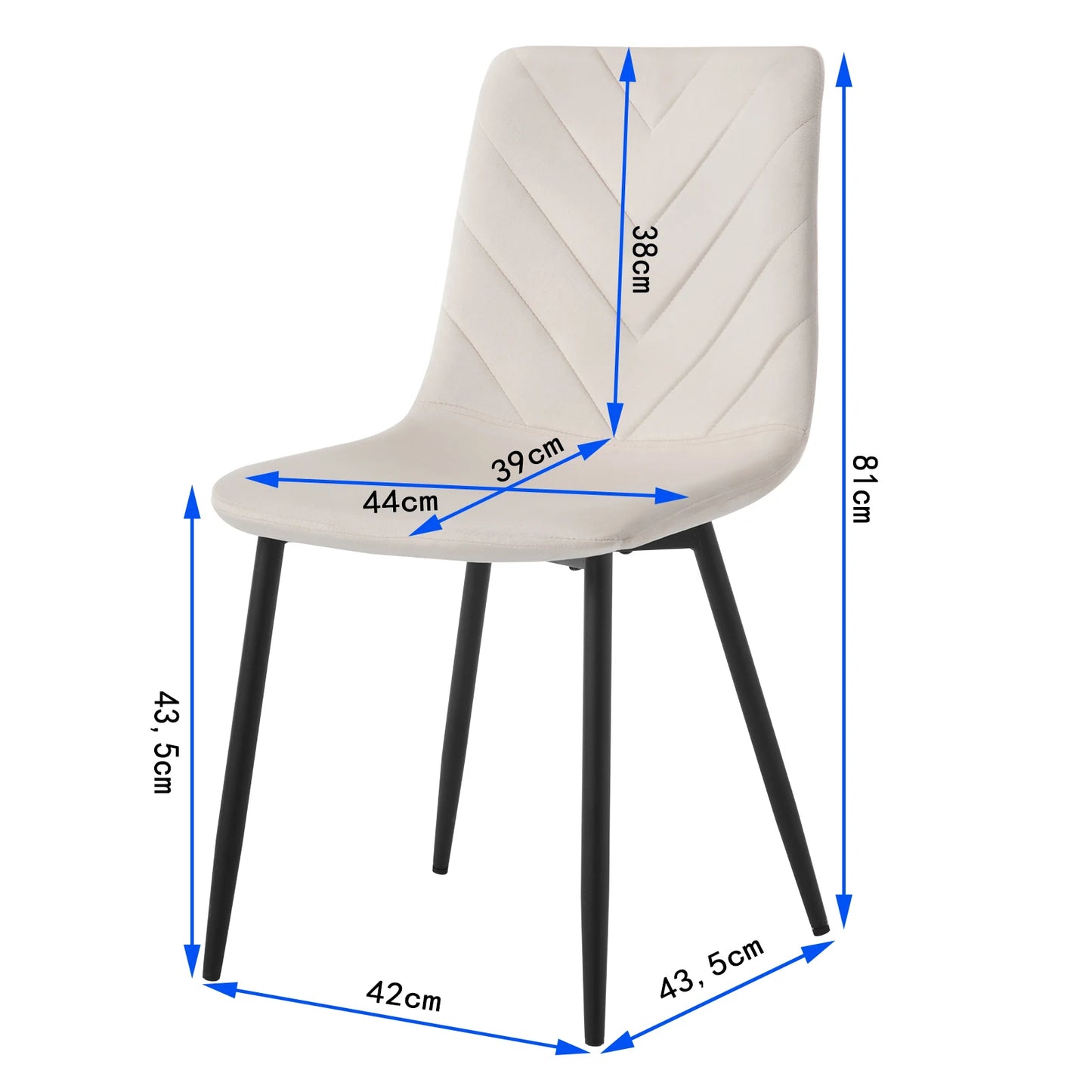 Eetkamerstoelset van 4 - Stoel - Woonkamerstoel - Eetkamer - 44 cm x 81 cm x 51 cm - Crème
