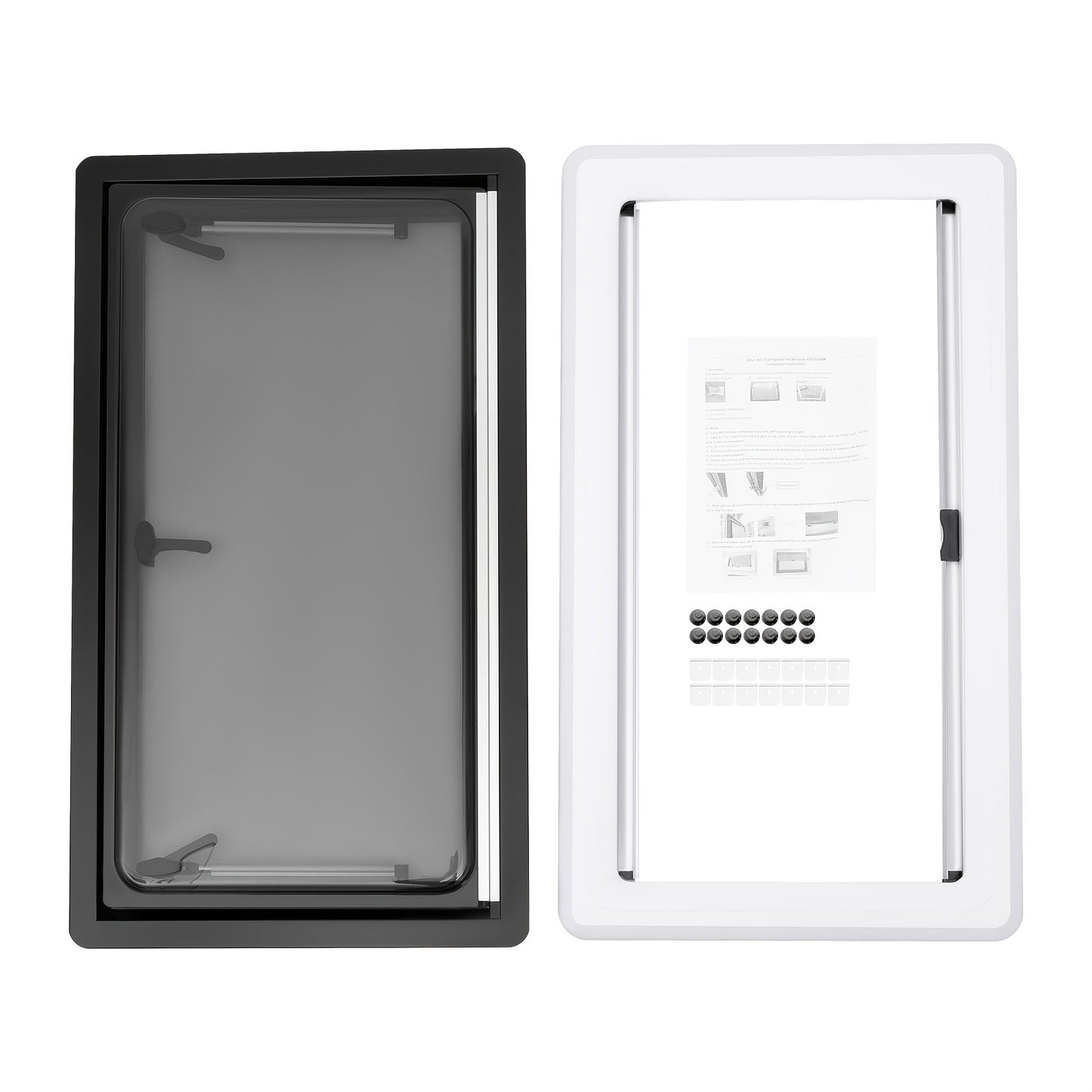 Caravan Ventilatieraam – Caravan Ventilatieraam Draaikiep – Caravan Uitzetraam – Mobilhome Ventilatieraam – Camper Ventilatieraam – Aluminium Frame – Afmeting 900x500 mm – Zwart