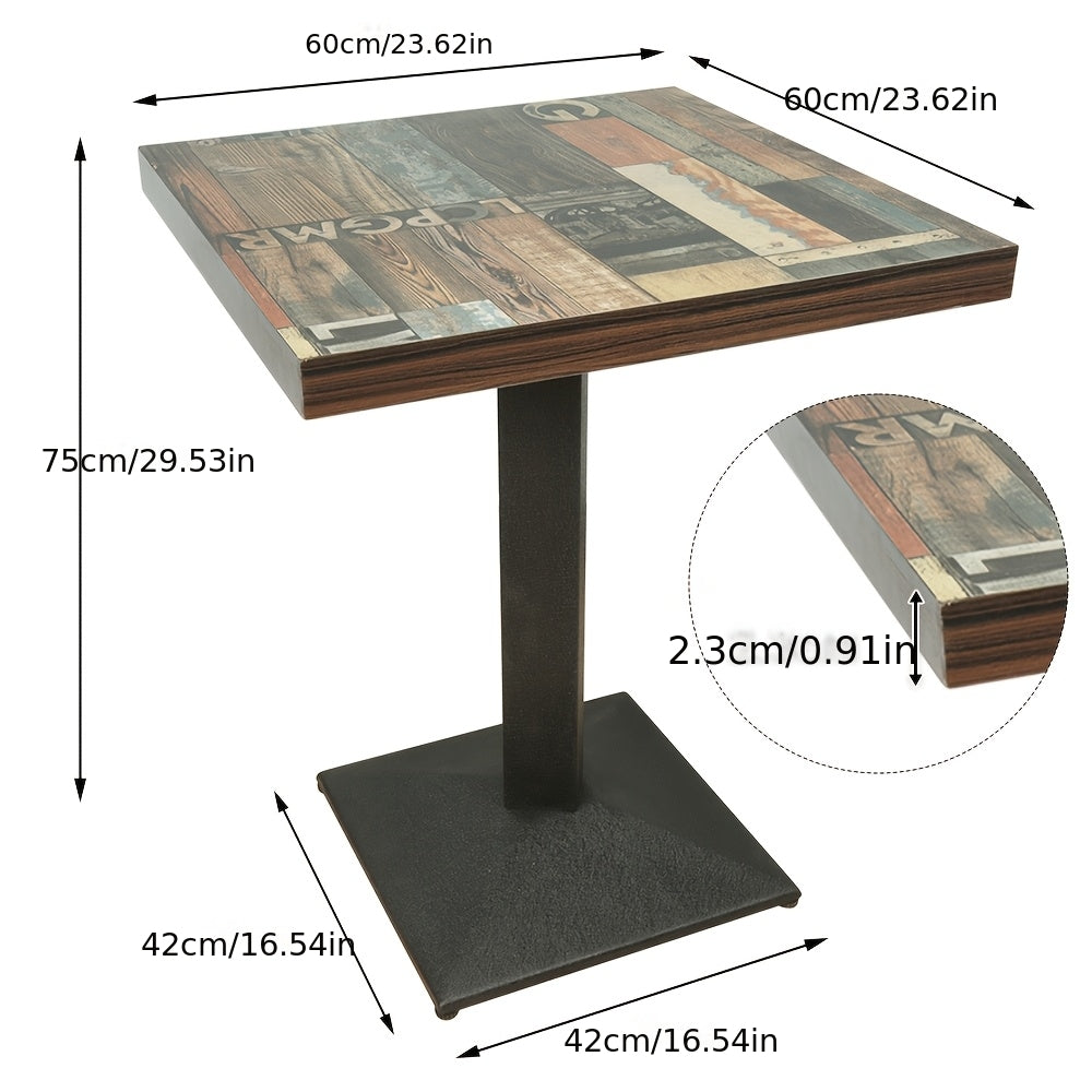 Heavy-Duty Tafel – Vierkante Eettafel – Bistrotafel – Restauranttafel – Cafétafel – 2 Stuks 60x60x75 cm – Industrieel Design – Houtlook Met Gemakkelijk Schoon Te Maken Oppervlak