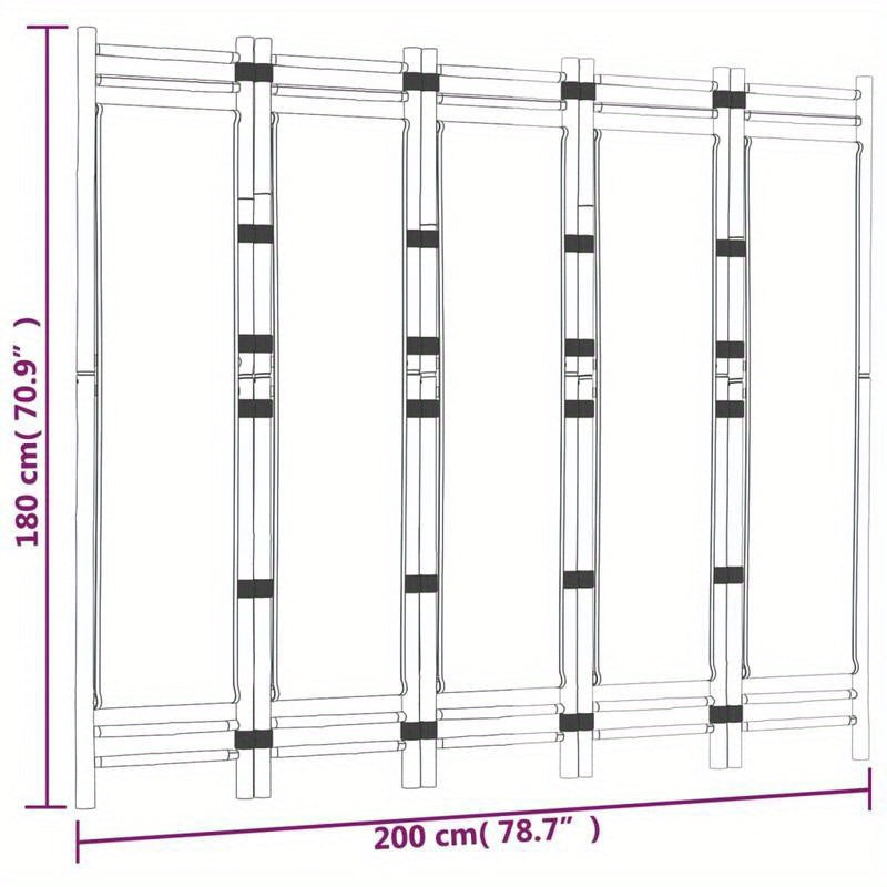 Kamerscherm 5-panelen inklapbaar 200cm bamboe en canvas, Entrance Divider, Minimalist Decor, Stylish Partition, Portable Partition, Versatile Divider, Apartment Dwellers, Small Space Living