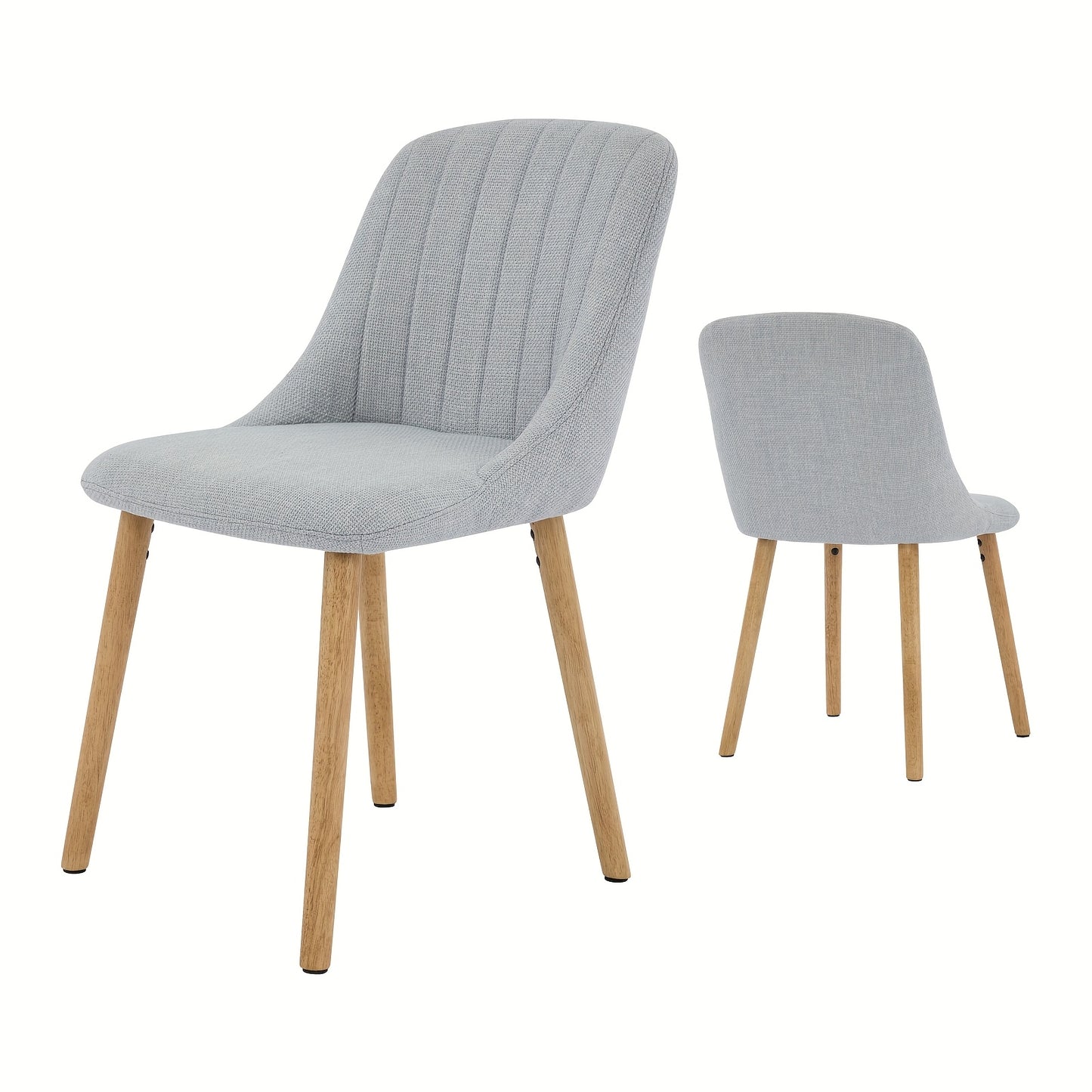 Eetkamerstoelen – Stoelen – Kuipstoelen – Keukenstoelen – Bureau Stoelen – Set van 2 Grijs – Polyester Bekleding – Houten Poten – Afmetingen 43x50x81 cm