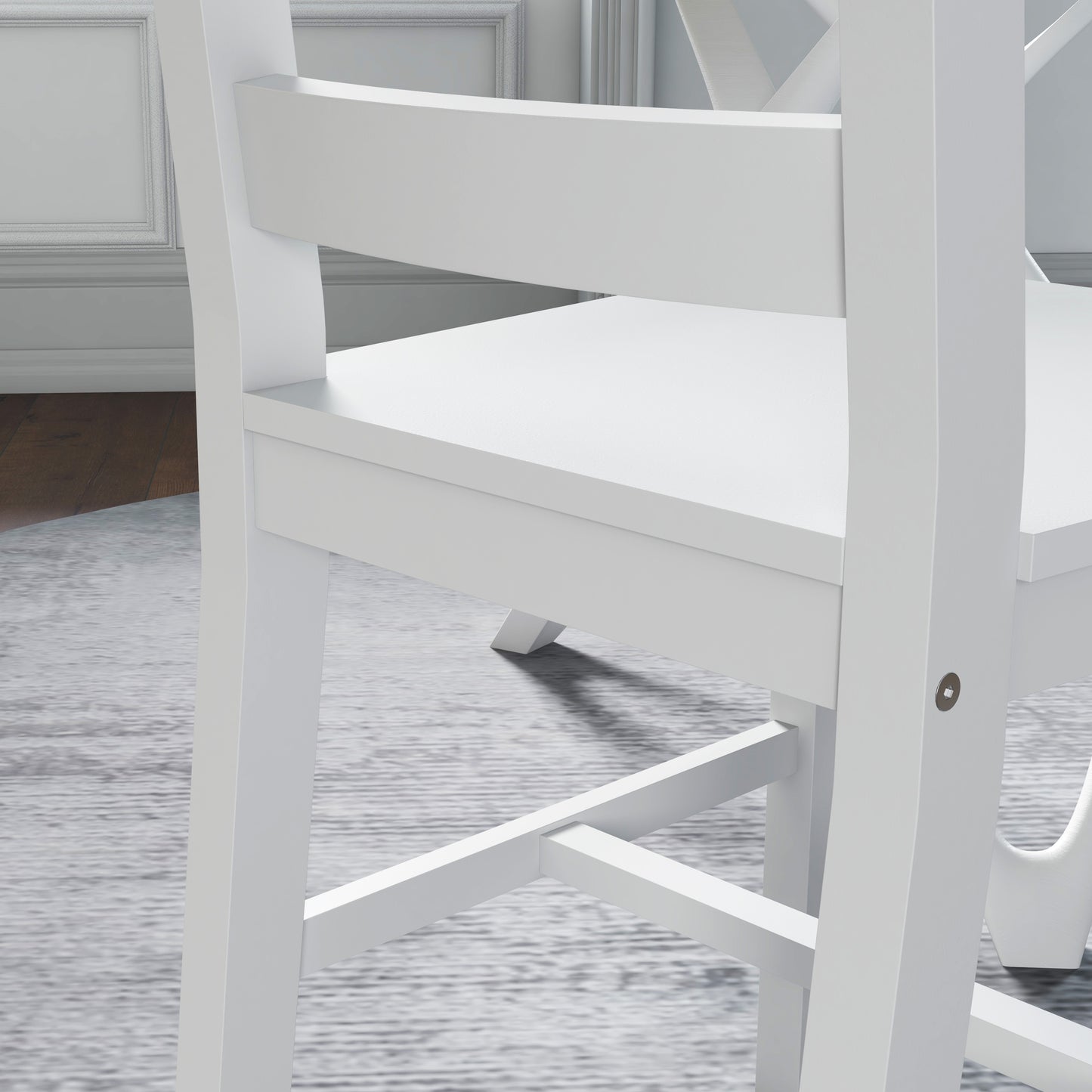 Eetkamerstoelen – Keukenstoelen – Houten Stoelen – Witte Stoelen – Lade Rugleuning – Set van 2 – Slipvaste Pootbeschermers – Massief Houten Frame 41,5x46x90 cm