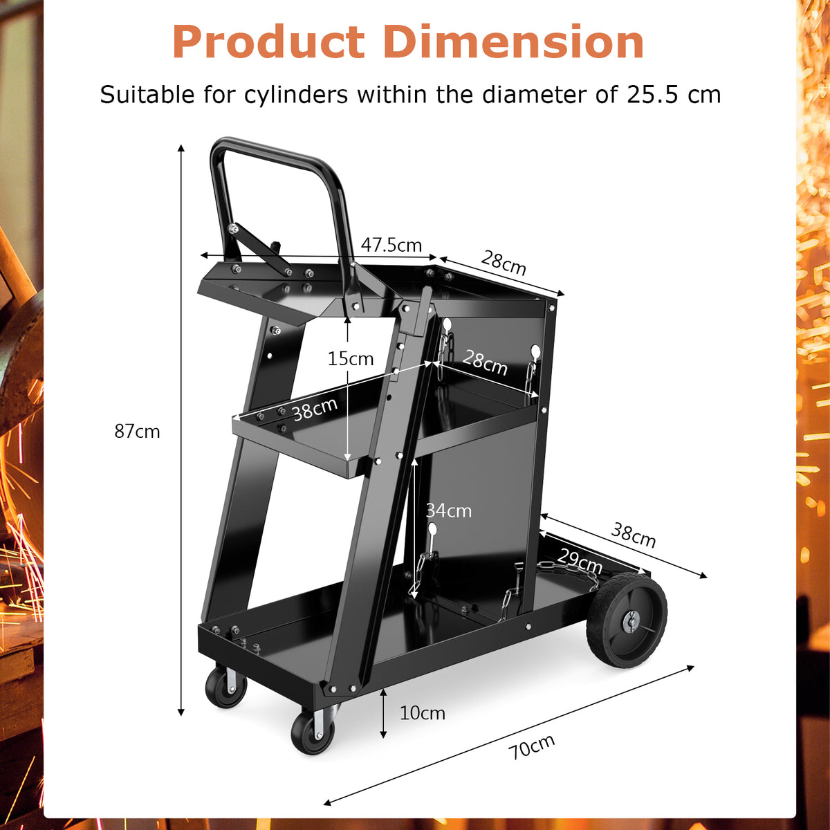 2-in-1 Handkar – Handwagen – Steekwagen – Ladder – Trap – Drie Staps Ladder – Rubberen Wielen – Draagkracht Tot 250 kg – Robuust Metaal