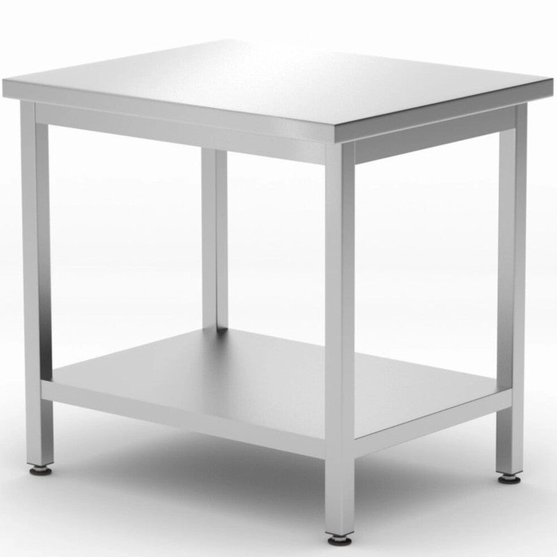 Werktafel – Werkbank – Werkbanktafel – Werkblad – Werkplek – Roestvrij Staal – 800x600x850 mm – Met Onderplank – Verstelbare Poten