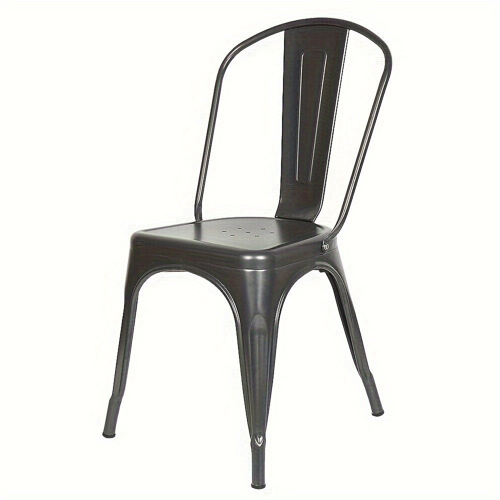 Industriële Bistro Stoelen – Eetkamerstoelen – Metaal Stoelen – Café Stoelen – Keukenstoelen – Set van 4 – Met Rugleuning – Stevig Roestvrij Staal – Zithoogte 44 cm – Vintage Design – Gemakkelijk Schoon Te Maken