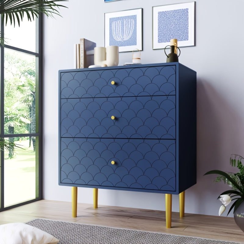Ladekast – Ladenkast – Ladenkastje – Commode – Opbergkast – Navy Blauw – 3 Lades – Duurzaam Bamboe – Eenvoudige Montage