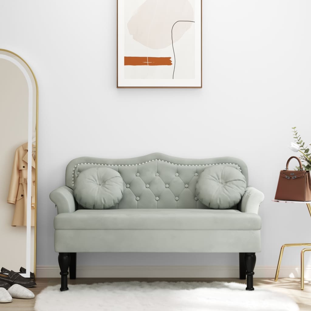 Lichtgrijze Fluwelen Bank – Zitsbank – 2-Zitsbank – Sofa – Loungebank – Zacht Microfiber Fluweel – Dikke Gevulde Kussens