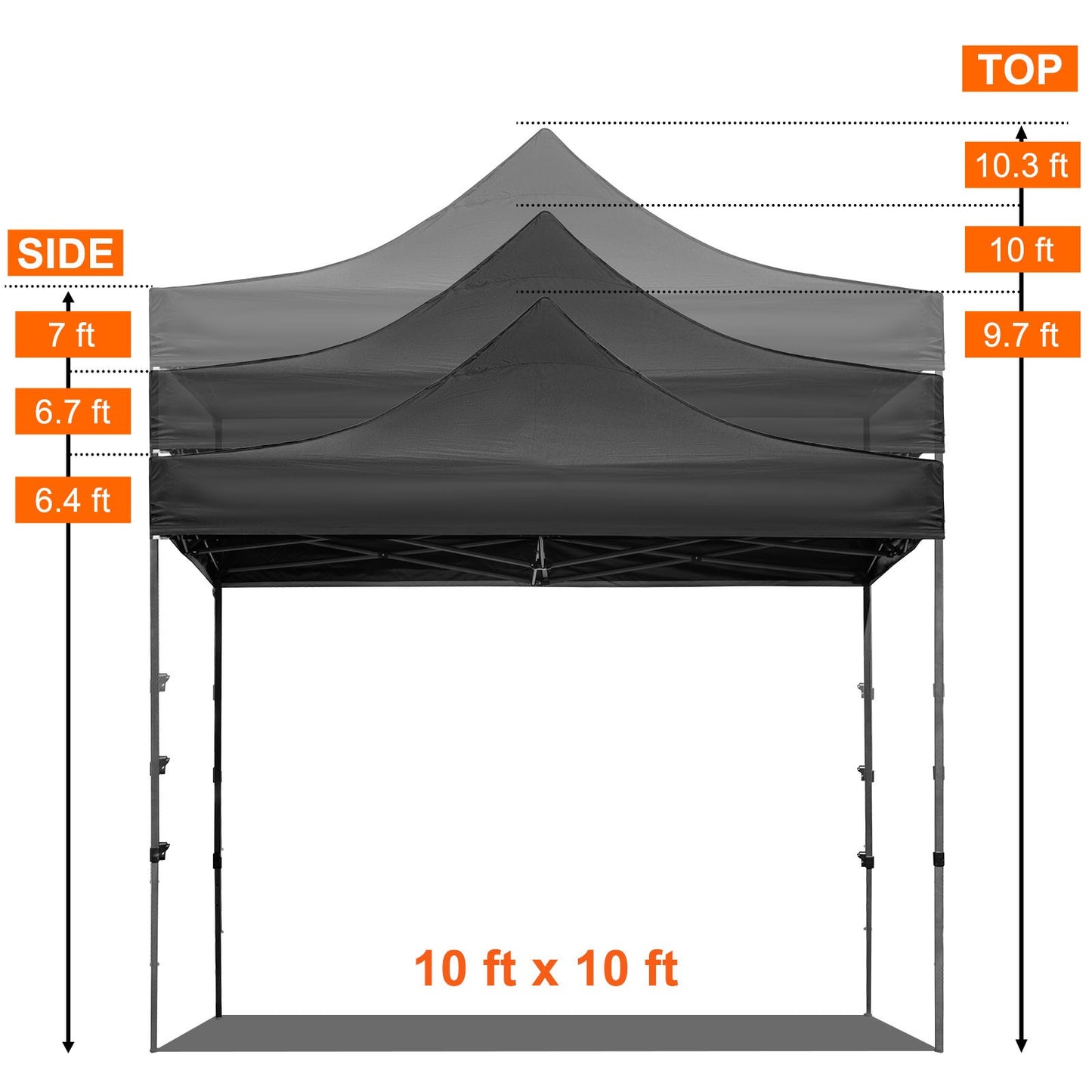 Pop-up Partytent – Prieel – Tuin Tent – Overkapping – Carport – 3x3 Meter – Waterdicht PVC-gecoat Polyester – Verstelbare Hoogte