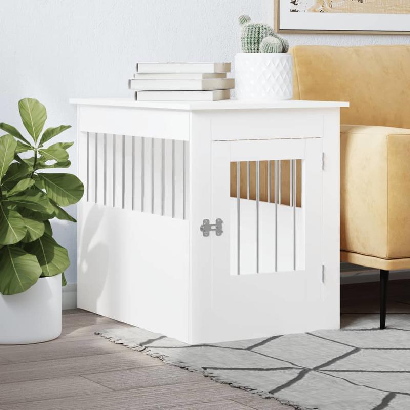 Hondenbench – Hondenkennel – Hondenkooi – Hondenhok – Hondenverblijf – Met Afneembaar Deksel – Stevige Metaalconstructie – 55x80x68 cm – Zwart-Wit – Geschikt Voor Binnen & Buiten