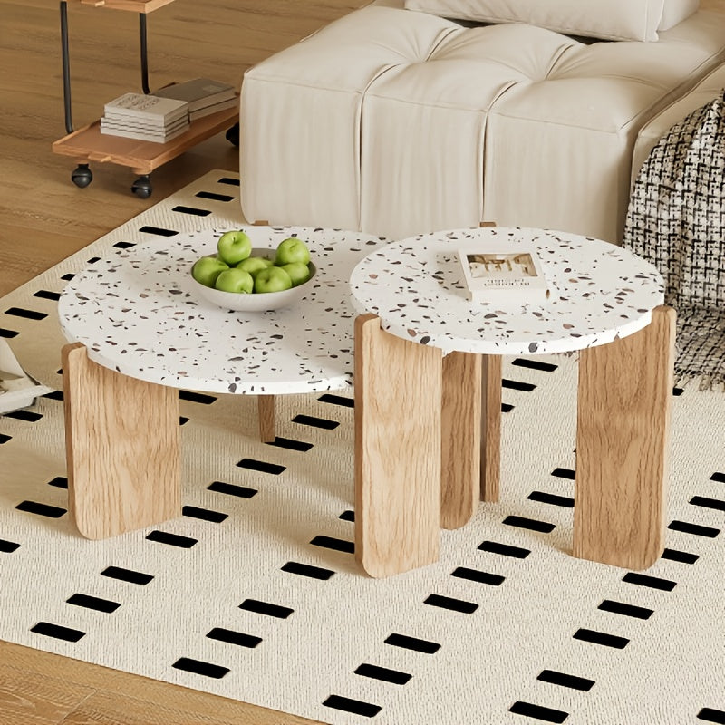 Bamboe Salontafel – Bijzettafel – Side Table – Balkon Tafeltje – Witte Set van 2 – Duurzaam Bamboo Materiaal – Geen Montage Nodig