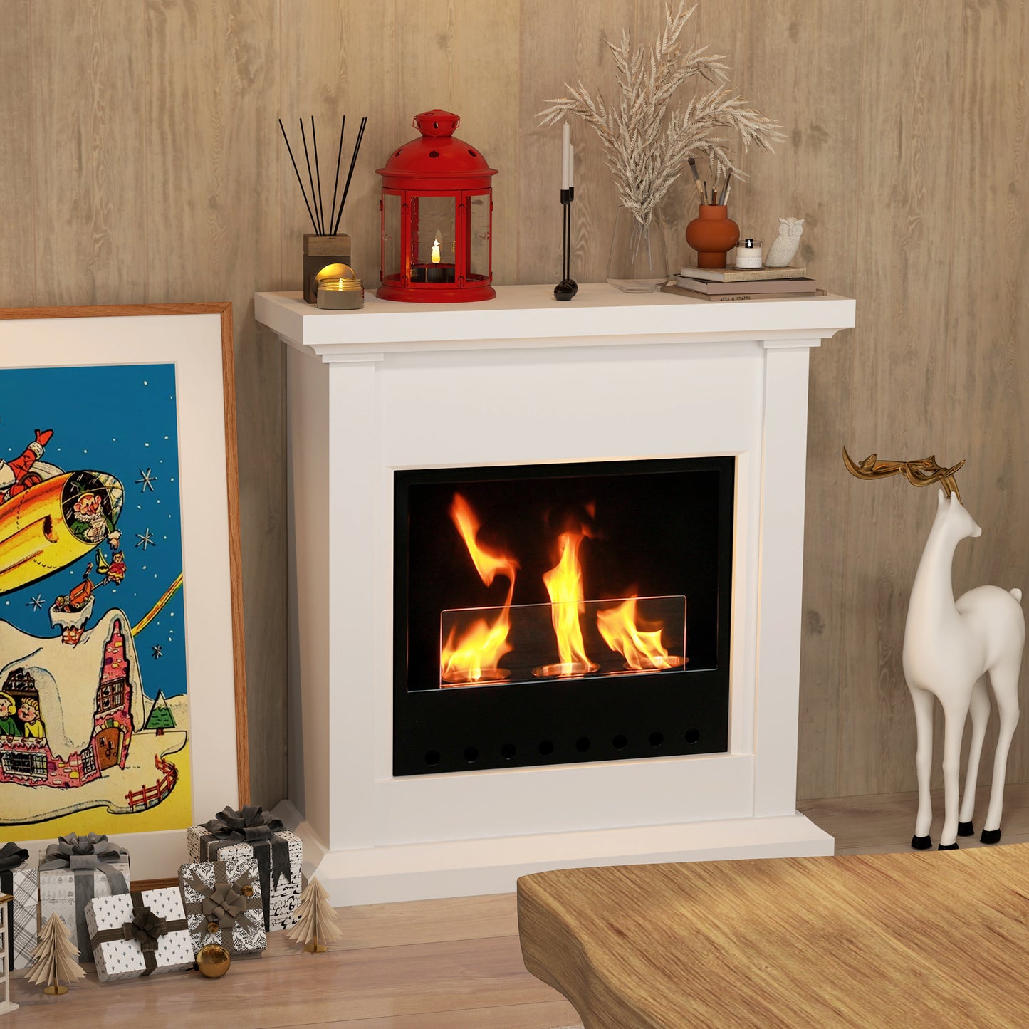 Bio Openhaard – Bio Ethanol Haard – Bio Ethanol Kachel – Sfeerhaard – Vrijstaande Haard – 63,5x24x66 cm – 3 Uur Brandduur – Hittebestendig Glas