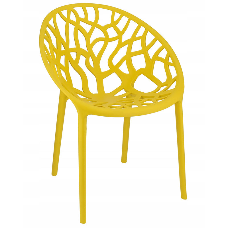 Gele Stoel – Eetkamerstoel – Tuinstoel – Designstoel – Kunststof Stoel – Weerbestendig – 80 cm Hoog – Max 120 kg Belastbaar