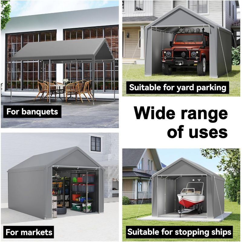 Carport – Tentgarage – Overkapping – Opslagtent – Beschermingstent – 4x6 Meter – Stevig Stalen Frame – Waterafstotend PE Zeil