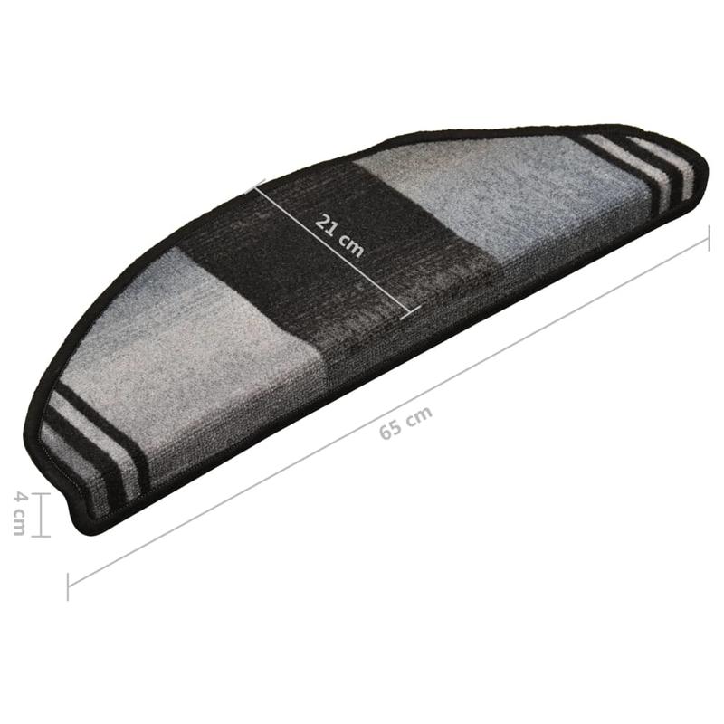 Trapmatten – Trapmat – Trapbekleding – Traptredematten – Trapmaantjes – Zelfklevend – 15 Stuks 65x21x4 cm – Zwart-Grijs – Antislip – Comfortabel
