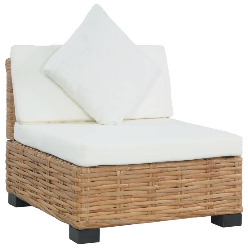 Buitenbankje – Tuinbankje – Balkonbank – Loungesofa – Buitenmeubel – Variant Brun – Weerbestendig Rattan-Kunststof – Inclusief Comfortabele Beige Kussens