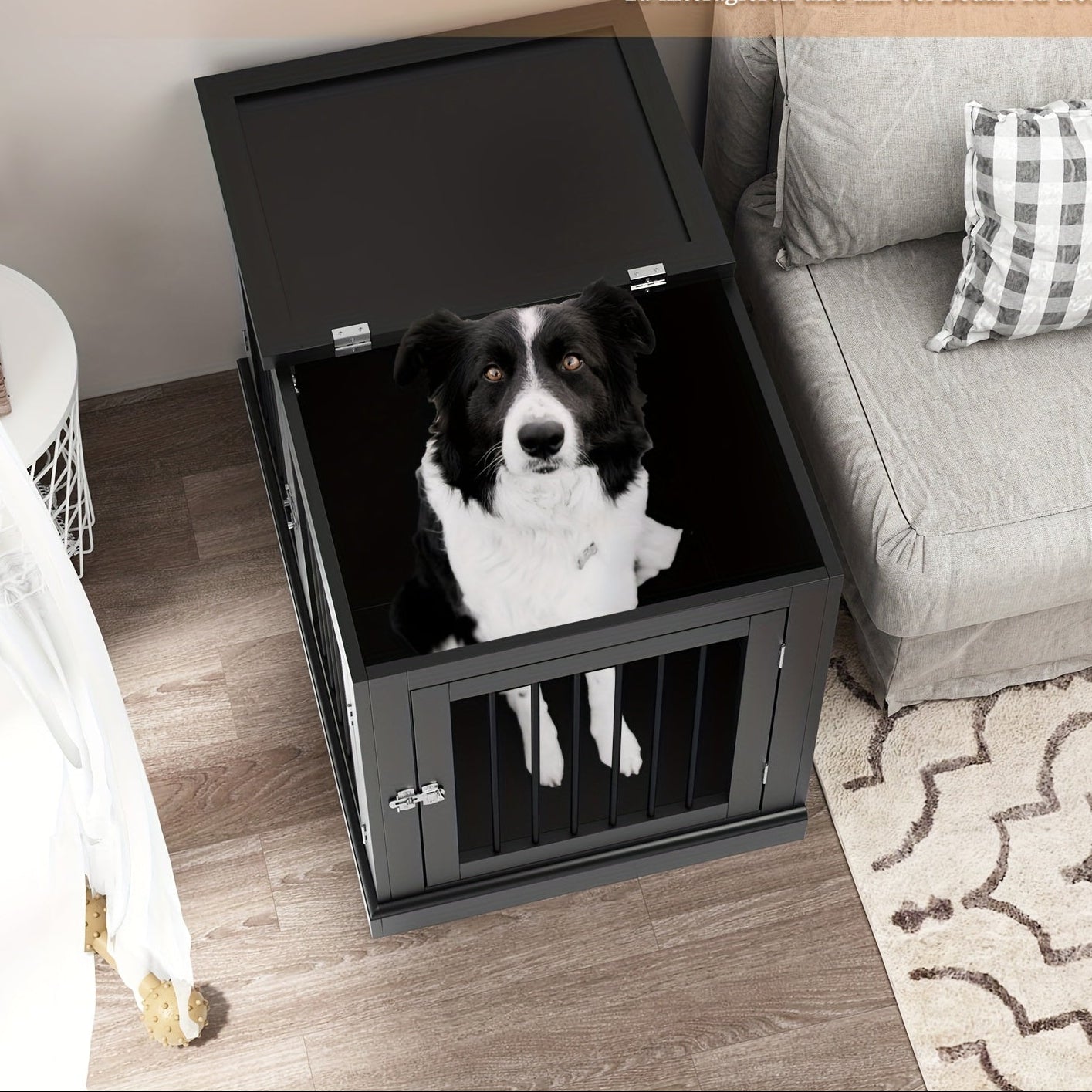 Hondenbench – Hondenkooi – Hondenhok – Dierenkooi – Benchmeubel – Groot – Met Kussen – Stevig Metalen Frame – Dubbele Deuren