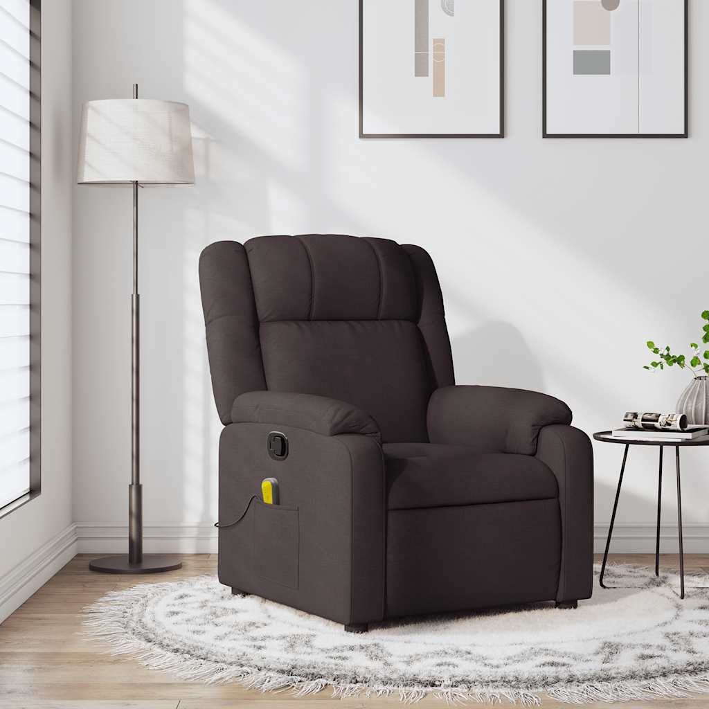 Massagestoel – Fauteuil – Relaxstoel – Stoel – Loungefauteuil – Handmatig Verstelbaar – Donkerbruin Ademend Stof