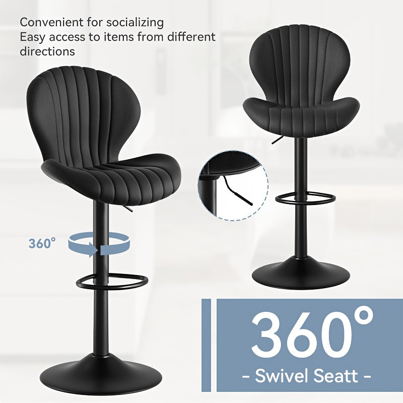 Barstoel – Barkruk – Barstoel Set – Keukenstoel – Barstoel Met Rugleuning – 360° Draaibaar – Metaal – Zithoogte Barkruk