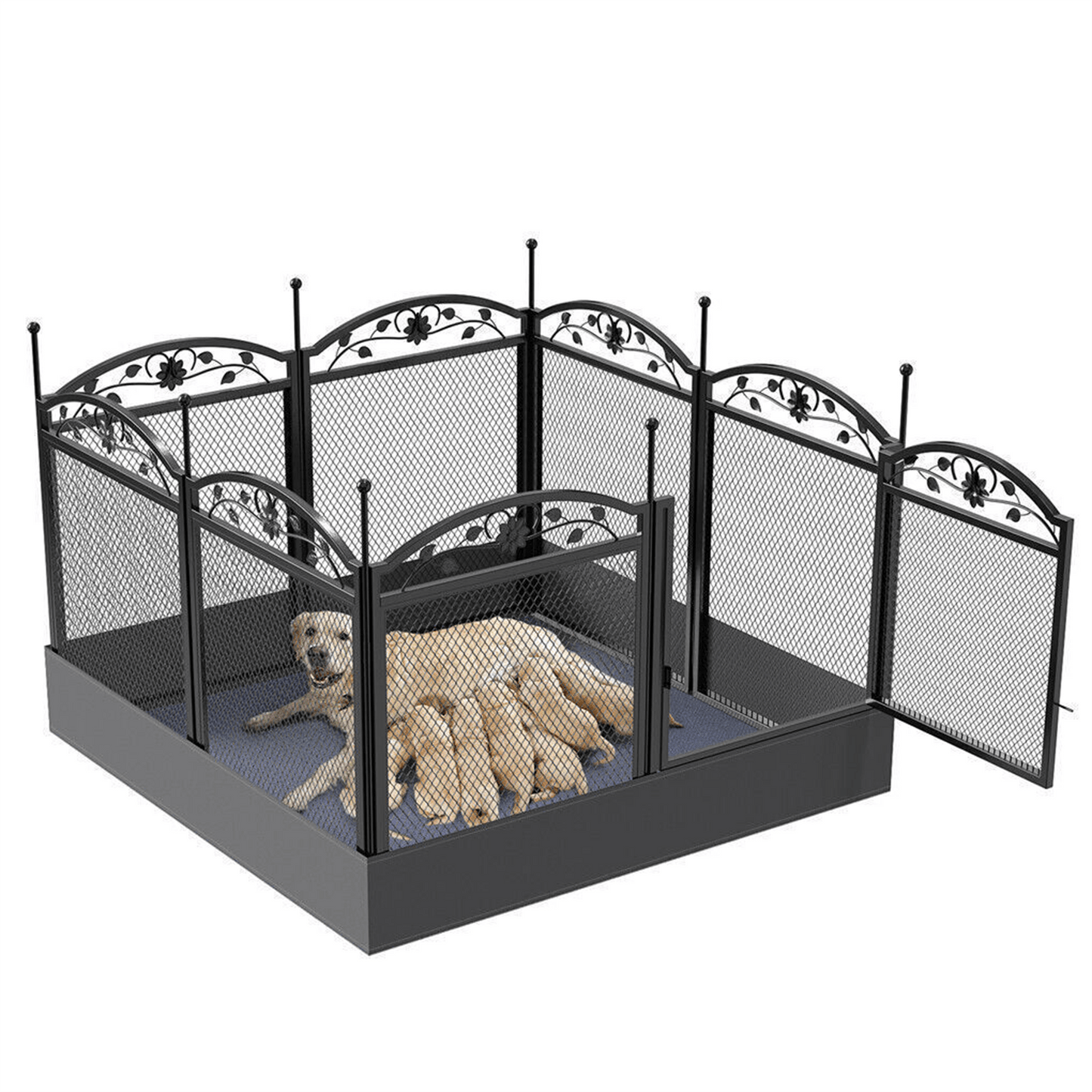 Hondenbench – Hondenkooi – Hondenren – Hondenhok – Hondenratjetoe – Grote XXL Afmeting 126x126x88 cm – Robuust Metaal Met Dubbele Deuren
