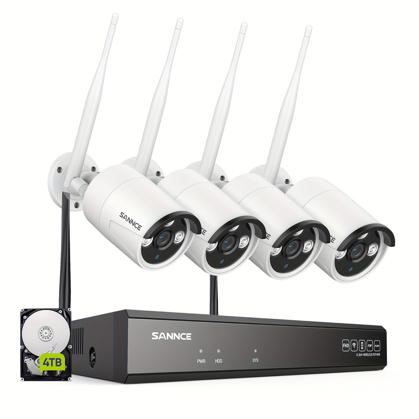 Beveiligingscamera Set – Bewakingscamera – Camerasysteem – Surveillance Camera – Wifi Camera – 4x 5MP Draadloos – Persoonsdetectie – 4TB Opslag – IR Nachtzicht – Tweewegs Audio