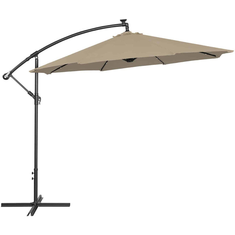 Tuinparasol – Zweefparasol – Stokparasol – Balkonparasol – Strandparasol – Rond – 300 cm – Inklapbaar met LED-verlichting