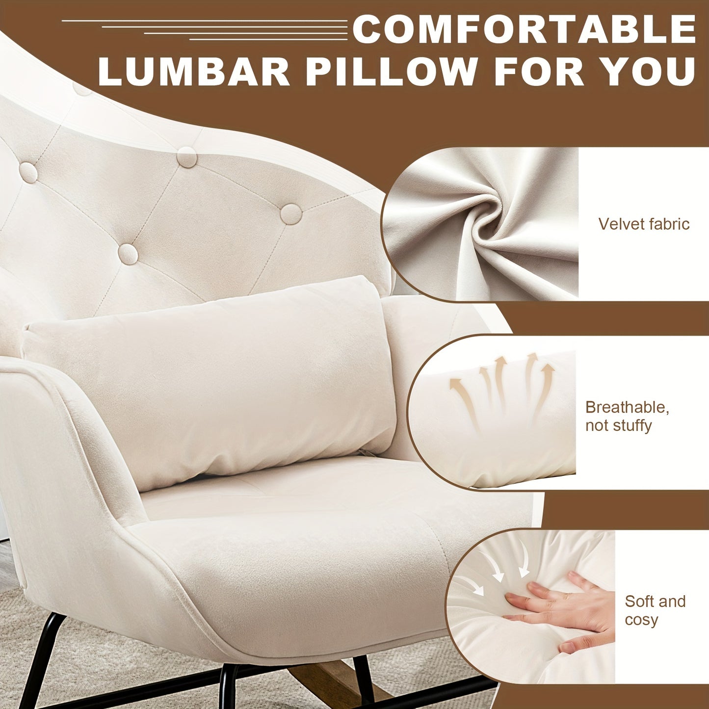 Retro Fauteuil – Relaxstoel – Leunstoel – Lounge Stoel – Armstoel – Beige Velvet Bekleding – Stevig Houten Frame