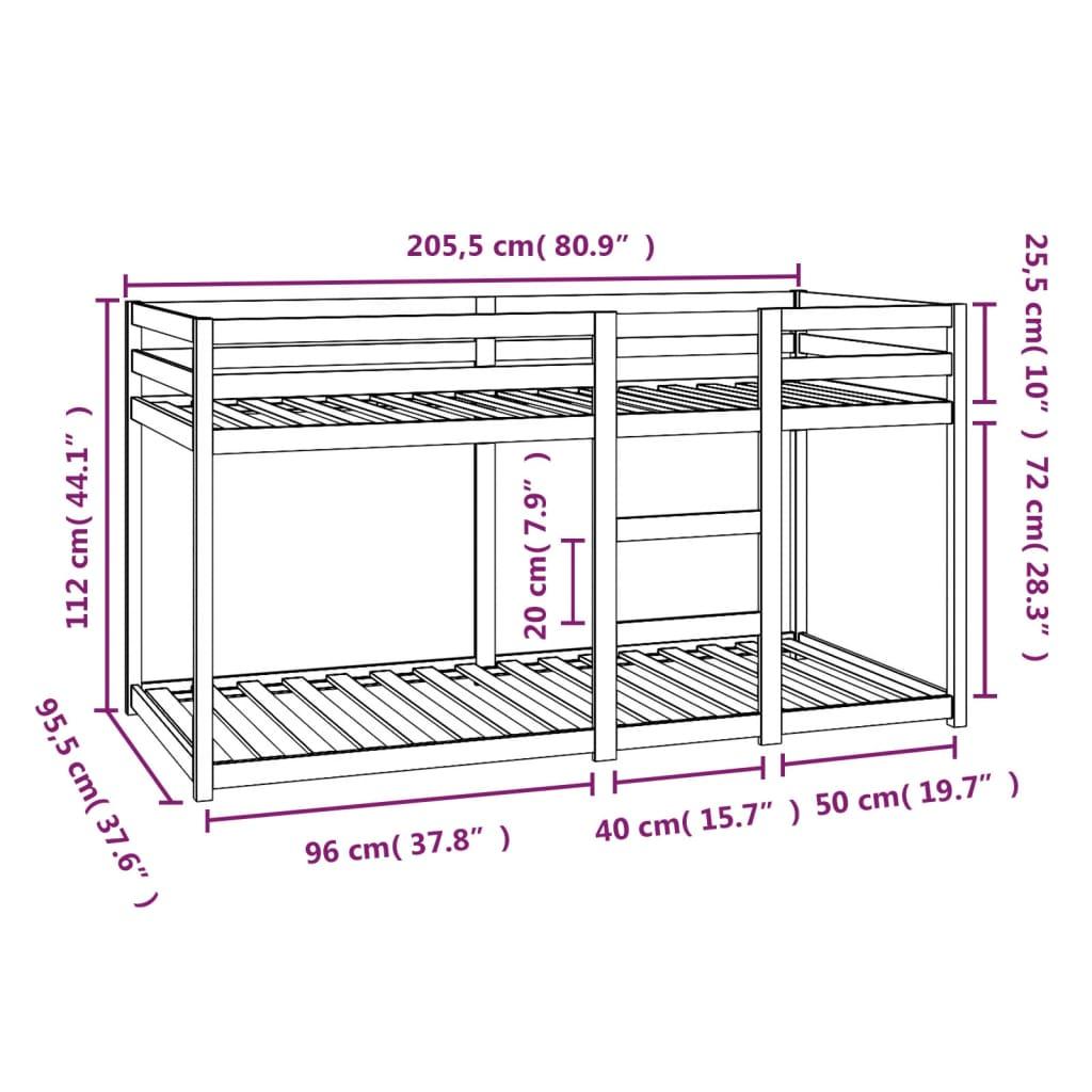 Stapelbed Zonder Matras – Halfhoogslaper – Kinderbed – Bedbank – Bunkbed – Massief Grenen Hout – Geschikt Voor Matras 90x200 cm