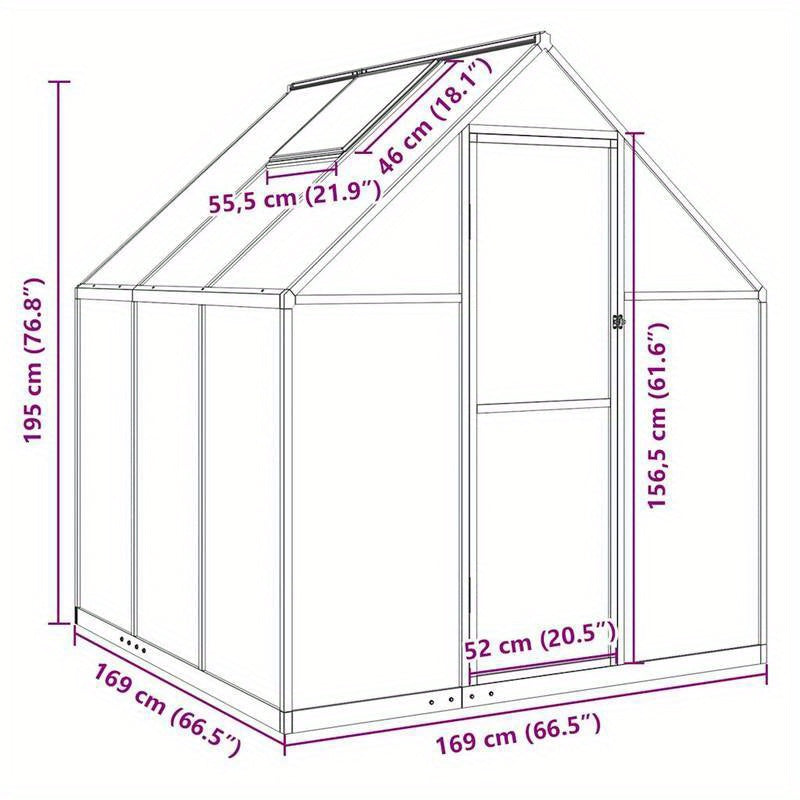 Kas – Kweekkas – Tuinkas – Foliekas – Broeikas – Aluminium Frame – 169x169x195 cm – Antraciet