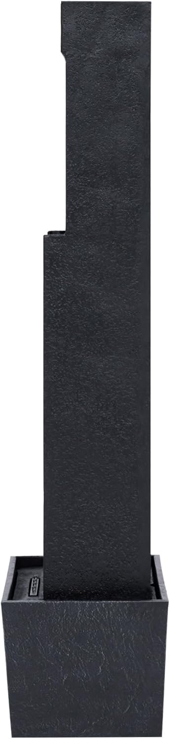Teamson Home 37,99" Athena Zonne-energie Outdoor Moderne Waterval Fontein, Zwart