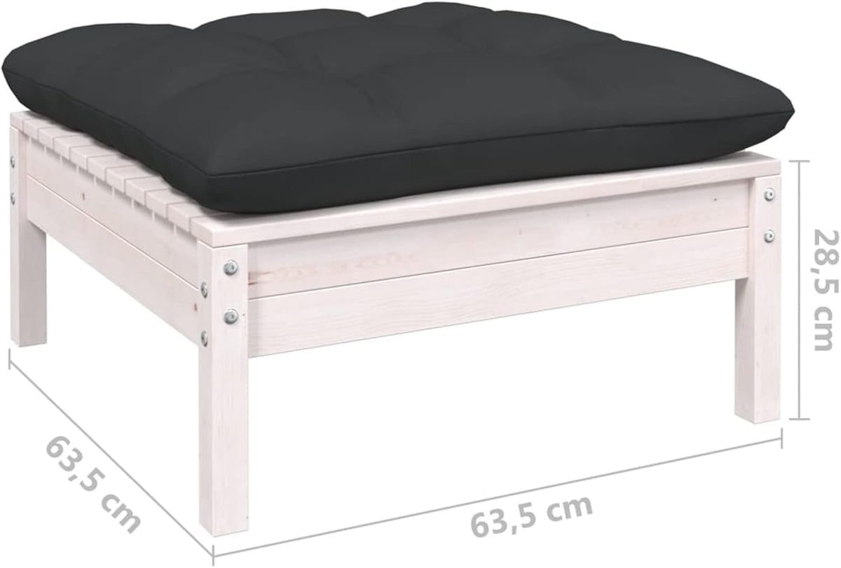 Gecheer Stoel voor buiten, terras, kruk, bank, tuinmeubelen, 3 stuks met kussens, antraciet, grenenhout, 1# palletbank, binnen, buiten, fauteuil, pallets, bank voor terras - QUORE
