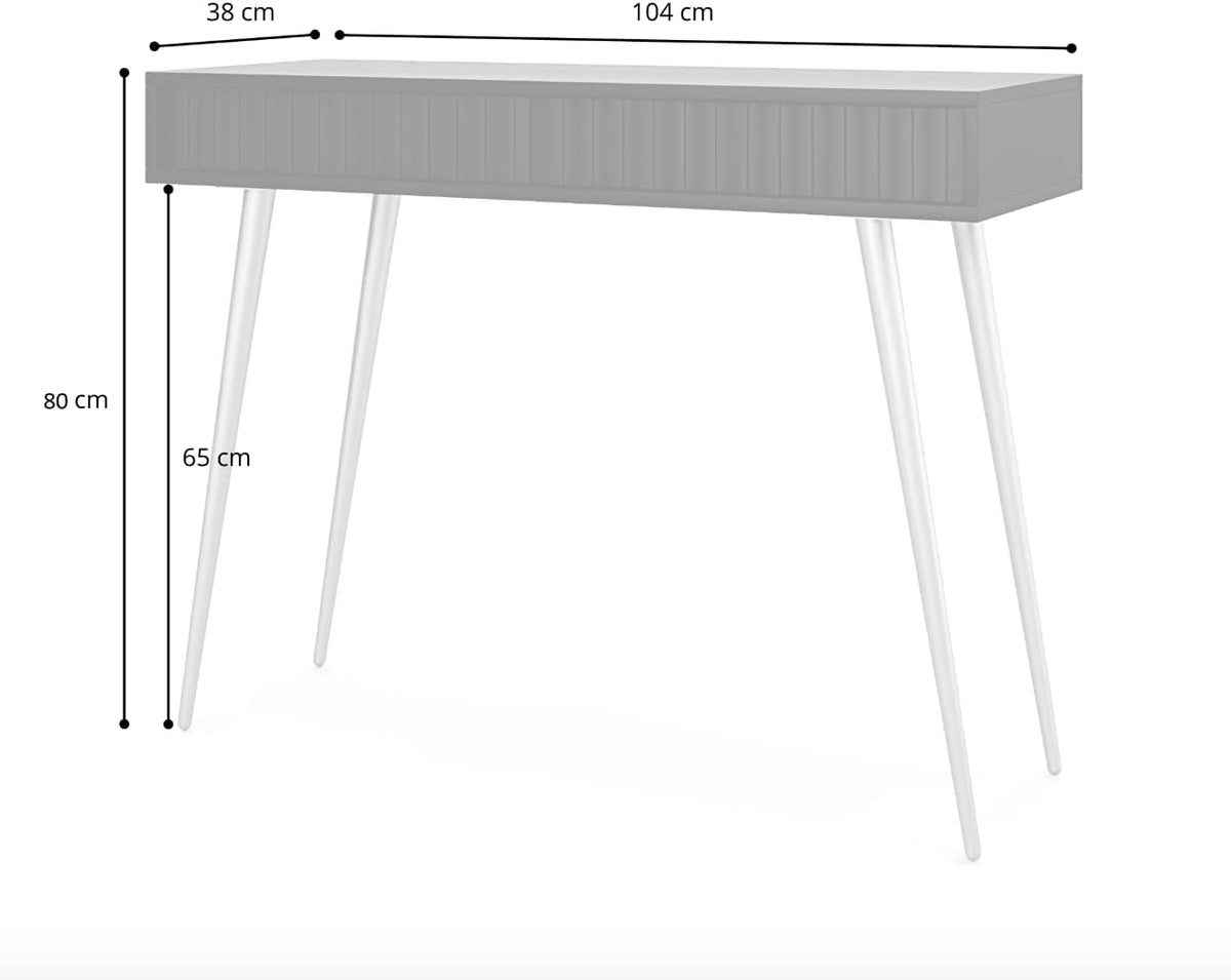 Selsey Make-uptafel make-uptafel kaptafel cosmeticatafel 104 cm met 2 laden Bello wit gouden poten
