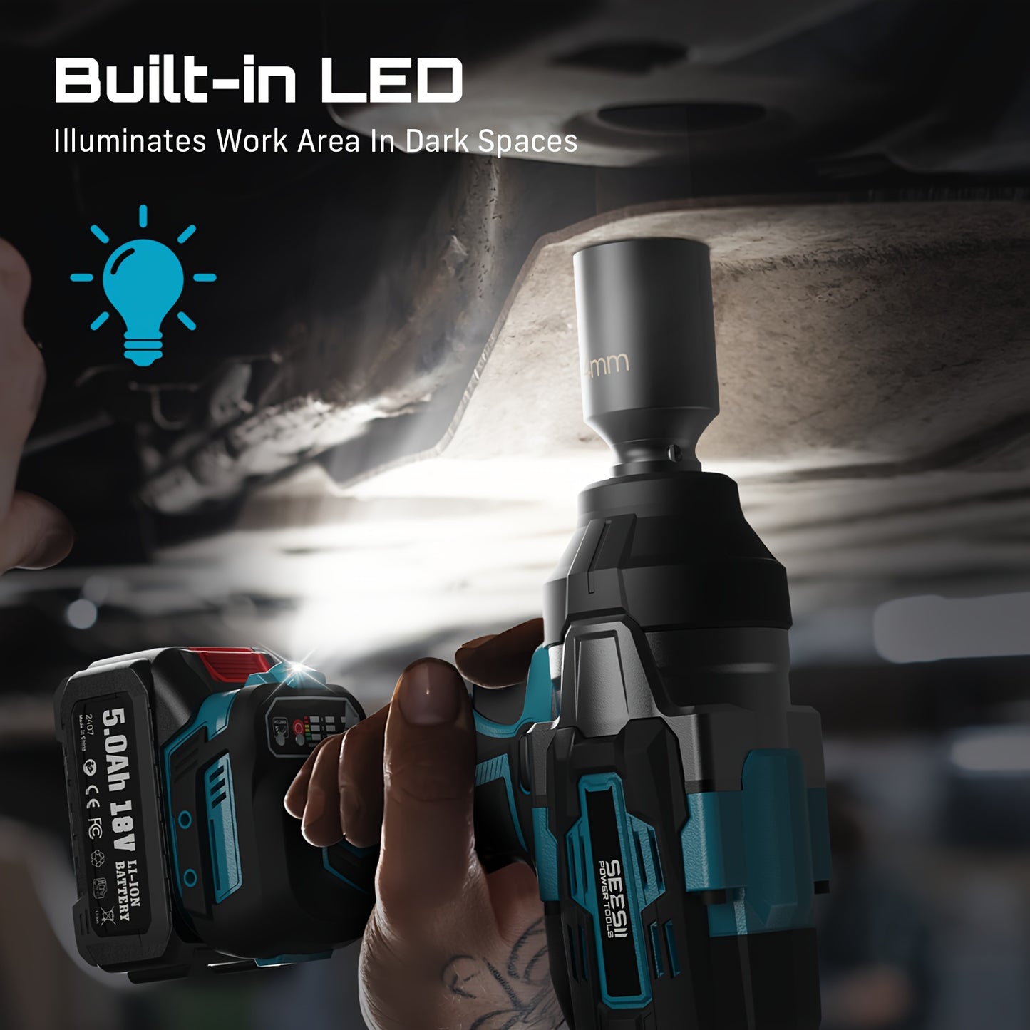 Accu Momentsleutel – Slagschroevendraaier – Draadloze Impact Wrench – Elektrische Boutenlichter – Accuboormachine – 1600 Nm Koppel – 2x 5000mAh Batterijen – 3 Versnellingen
