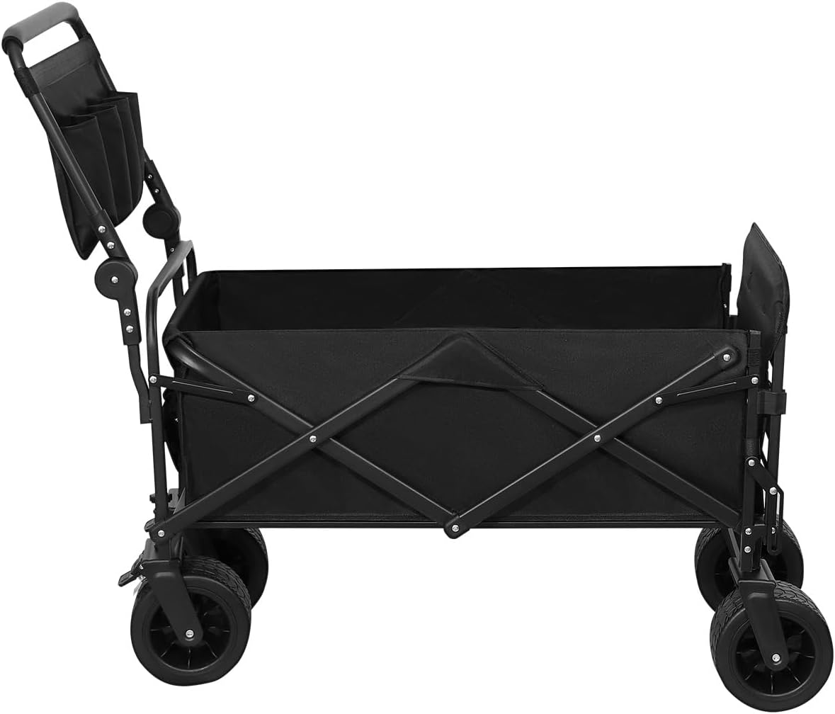 Hondenwagen tot 50 kg inklapbaar, hondenbuggy met luchtloze all-terrain banden en in hoogte verstelbare handgreep, achterdeur voor eenvoudig in- en uitstappen, voor grote honden, senioren honden
