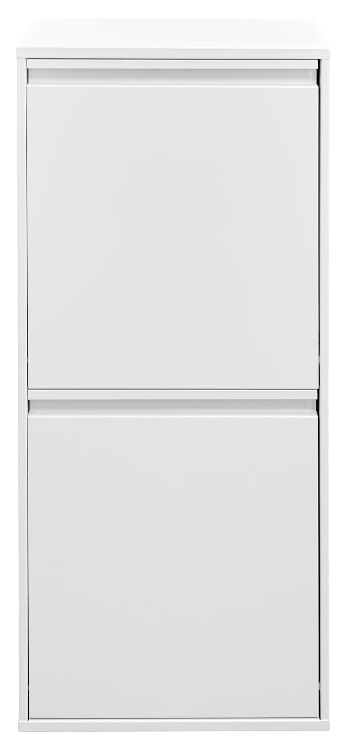 ARREGUI Basic CR401-B2 Recyclingcontainer | Afvalcontainer in Staal | 2 Compartimenten 2x23L (46 L) | Binnenemmers met Hoge Capaciteit | Multifunctionele Recyclebak | Afvalbak voor Keuken of Huis| Wit