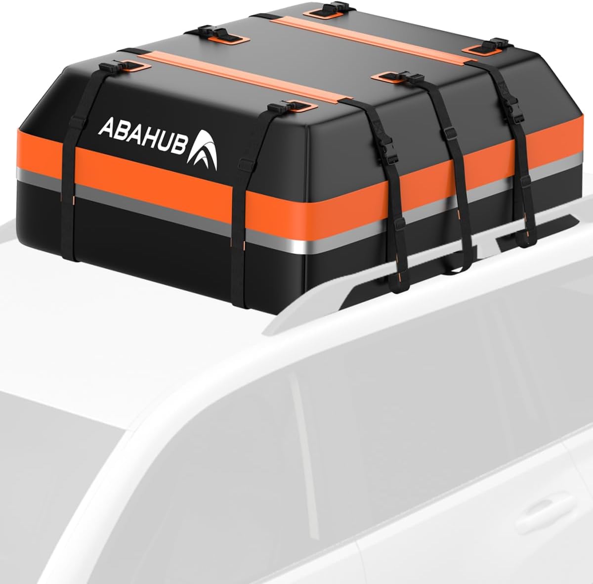 Abahub Car Roof Box 800D Soft Opvouwbare Waterdichte Daktas met Deurhaak, Antislipmat, Opbergtas, Reflecterende Strip voor Alle Auto's met/zonder Bagagerek (600L)