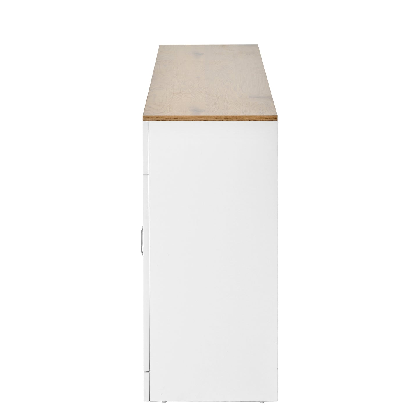 Sideboard – Dressoir – Kast – Opbergmeubel – Buffetkast – Wit Met Houtlook Bovenblad – Verstelbare Planken En Kantelbeveiliging – 120x35x80,5 cm