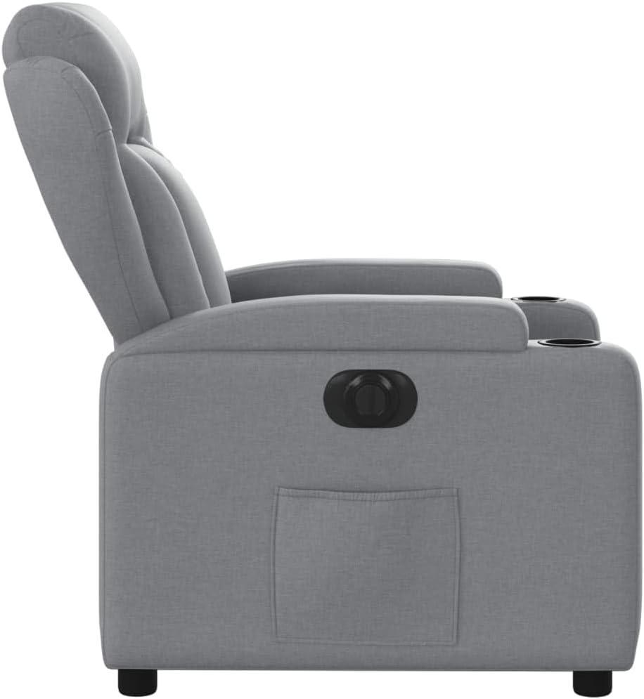 Living room armchair, electric armchair made of light gray fabric, living room chair, armchair, recliner chair, bedroom chair t
