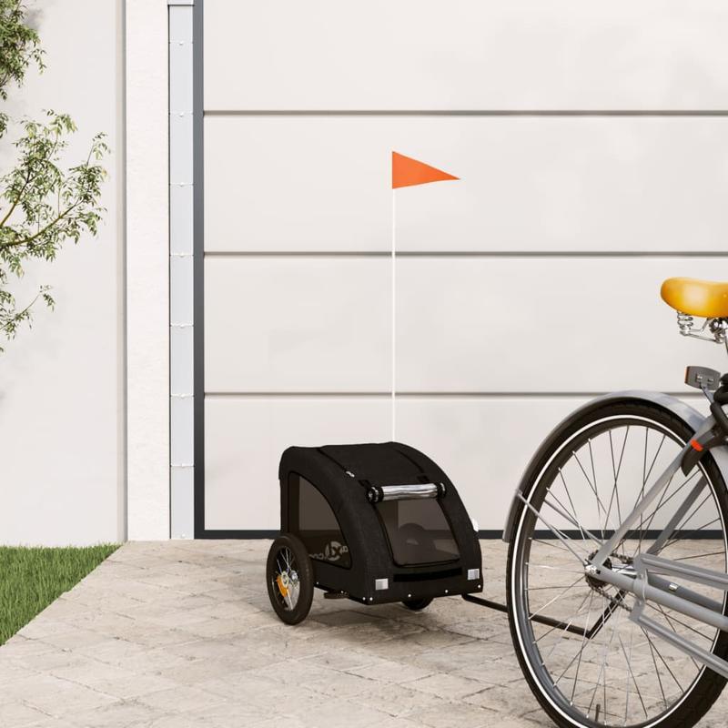 Hondenfietsaanhanger – Hondenaanhanger – Fietsbuggy – Hondenbuggy – Fietsaanhanger Hond – Ruim Interieur – Stevig IJzeren Frame – Openklapbare Voorruit & Zijdeuren – Veiligheidstuig – Zwart Oxford Stof
