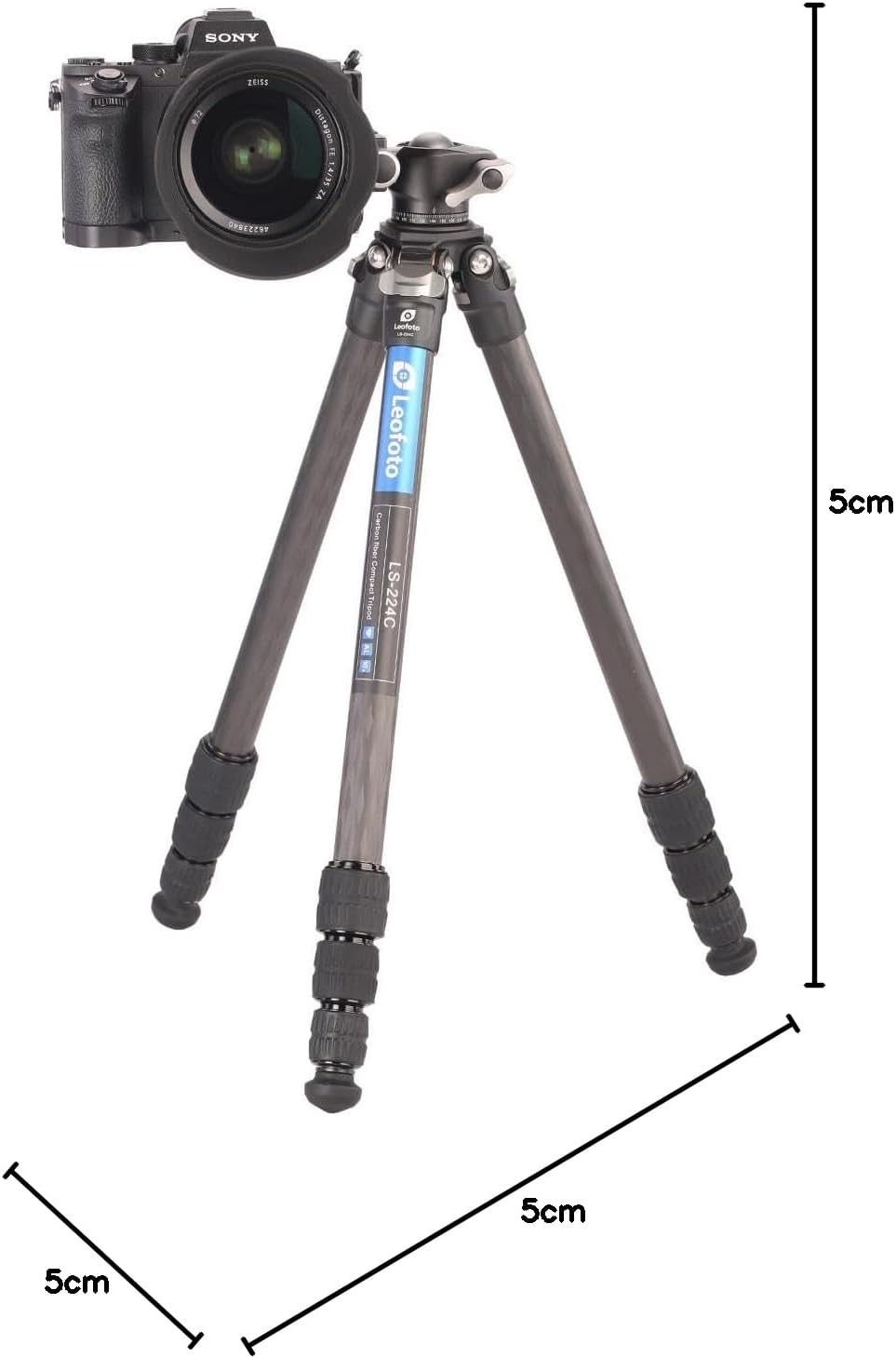 LEOFOTO Carbon driepootstatief LS-224C Ranger + Ballhead LH-25 + korte middenkolom DC-222C