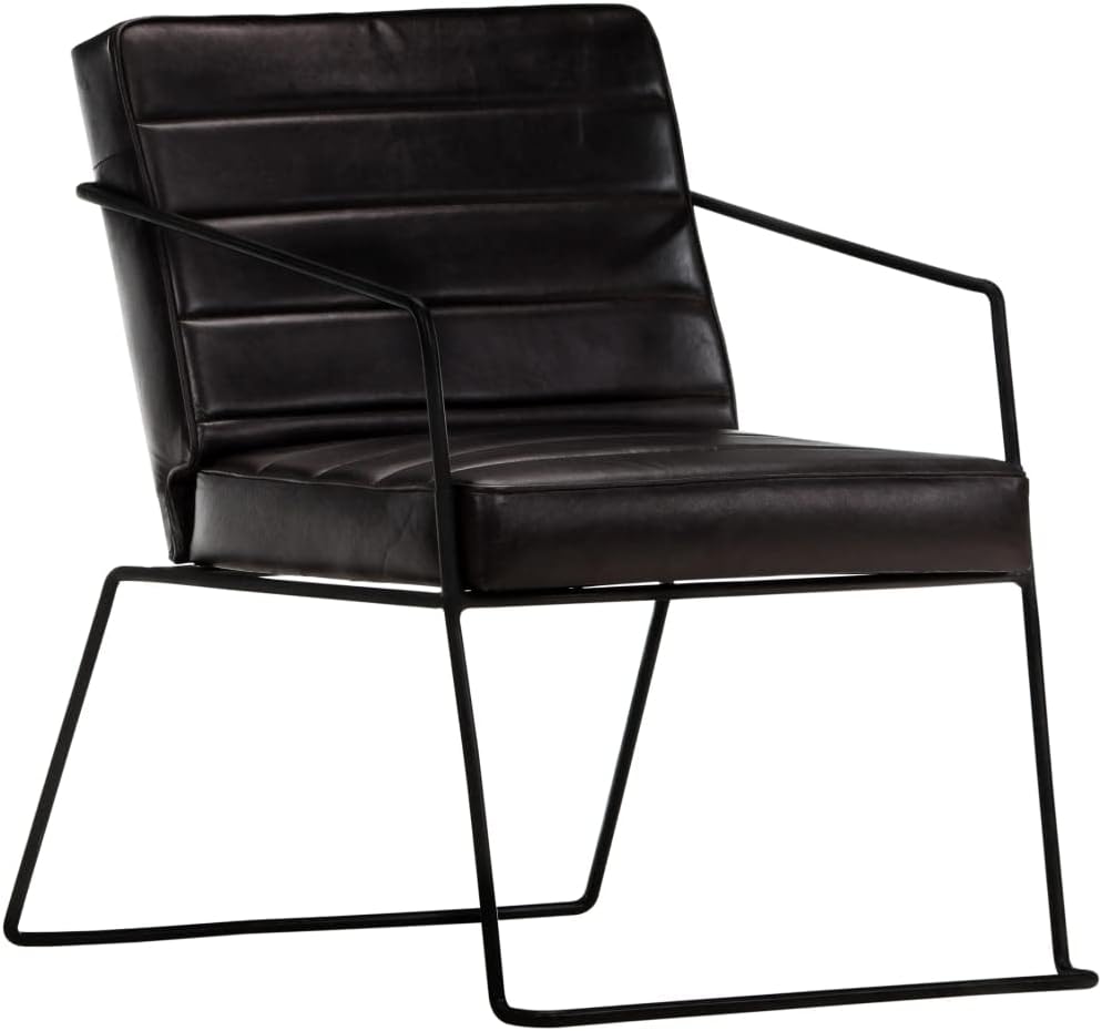 Armchair Black Genuine Leather Lounge Chair TV Chair Recliner Office Chair Chair for Bedroom Living Room Study Office