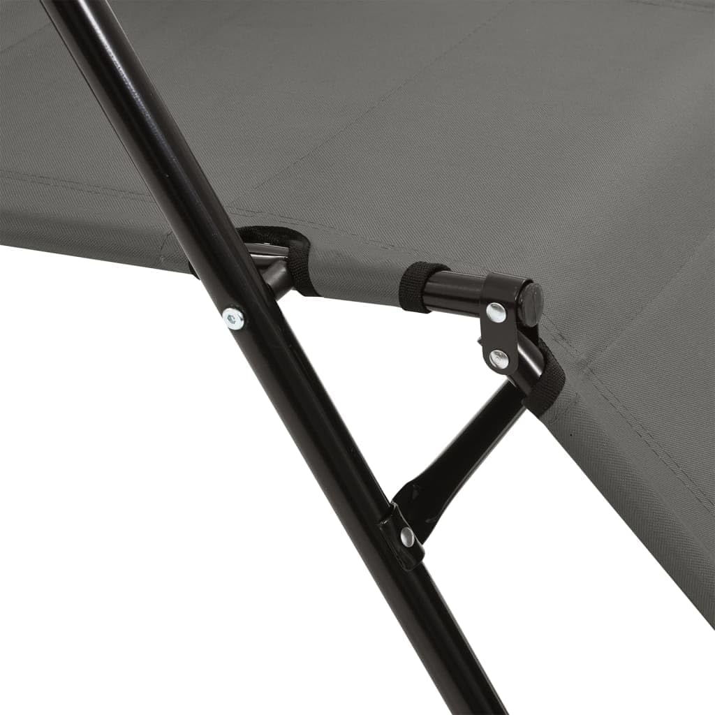 Zonne-ligstoel – Ligstoel – Tuinstoel – Strandstoel – Campingstoel – Inklapbaar – Weerbestendig 600D Polyester – Verstelbare Rugleuning en Voetensteun – Grijs – Set van 2