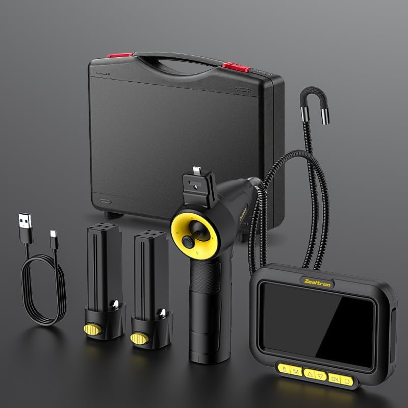360° scharnierende camera met joystick, monitor 5 inch, dunne sonde 6,2 mm, flexibele kabel 1,5 m voor endoscoop - dubbele accu