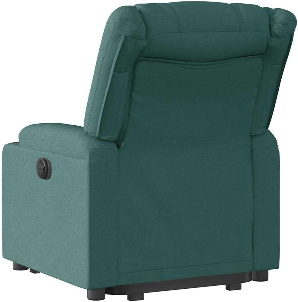 Relaxstoel – Elektrische Fauteuil – Ligstoel – TV Stoel – Opstahulp – Donkergroene Stof – Verstelbare Rugleuning Tot 135° – Stevig Hout- en Metalen Frame