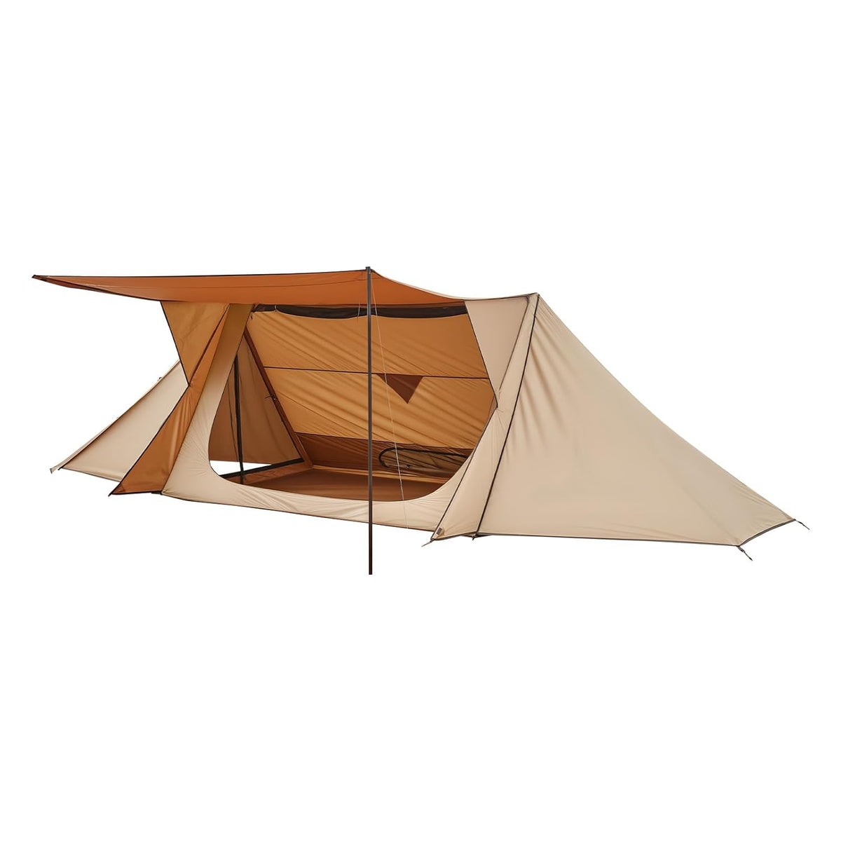 VEVOR Campingtent, lichte bushcraft-tent met kachelaansluiting en 2 zeilstangen, wintertenten, draagbare 4-seizoenentent voor 2 personen, voor wandelen, vissen, jagen en rugzakreizen